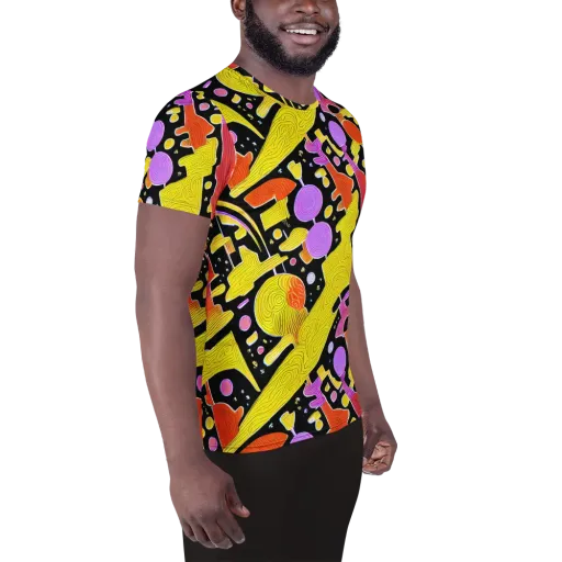 Cosmic Mushroom on a Men's Athletic T-Shirt