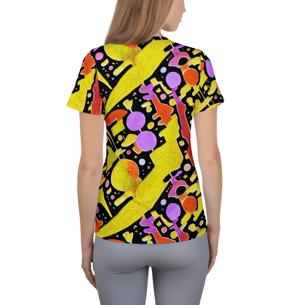 Cosmic Mushroom on Women's Athletic T-Shirt — Back