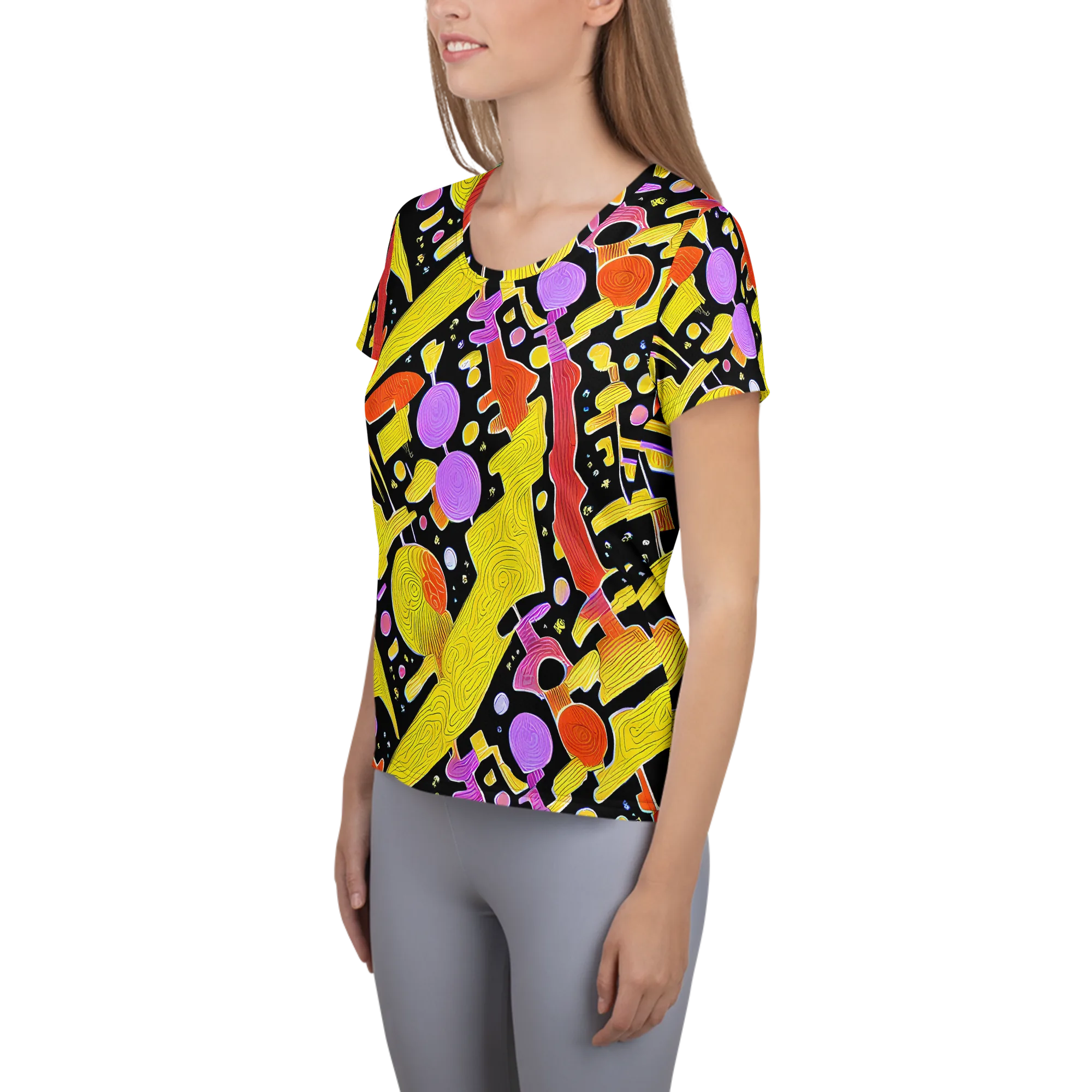Cosmic Mushroom on Women's Athletic T-Shirt — Left