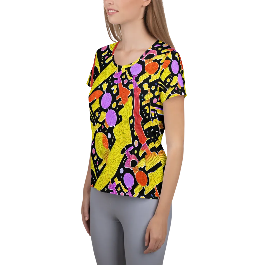 Cosmic Mushroom on Women's Athletic T-Shirt — Left