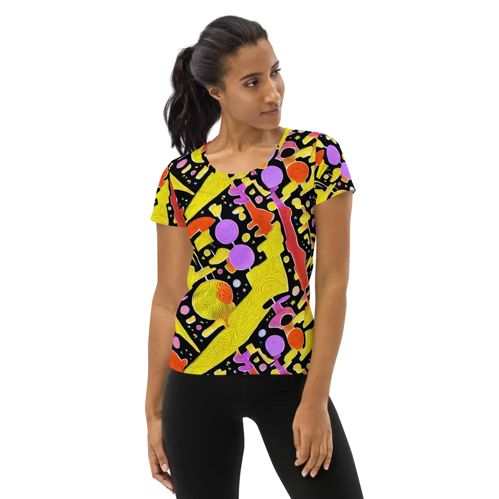 Cosmic Mushroom on Women's Athletic T-Shirt — Front