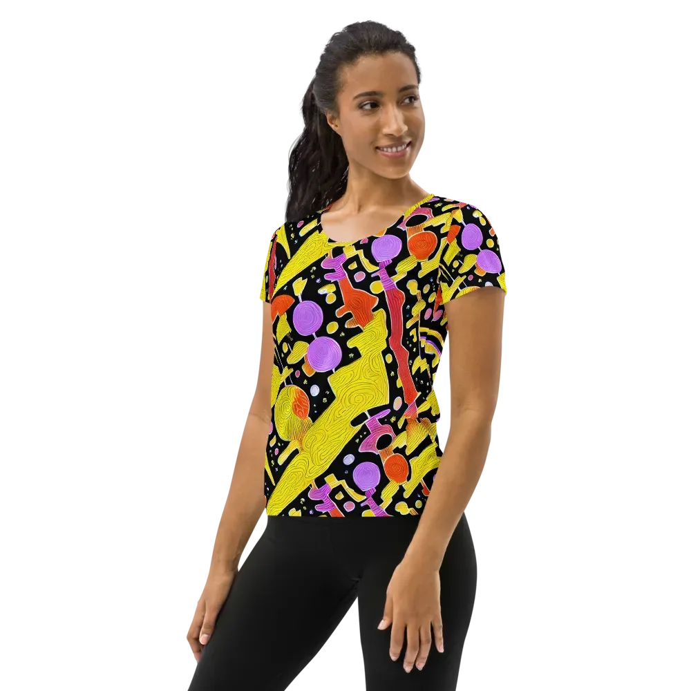 Cosmic Mushroom on Women's Athletic T-Shirt — Left