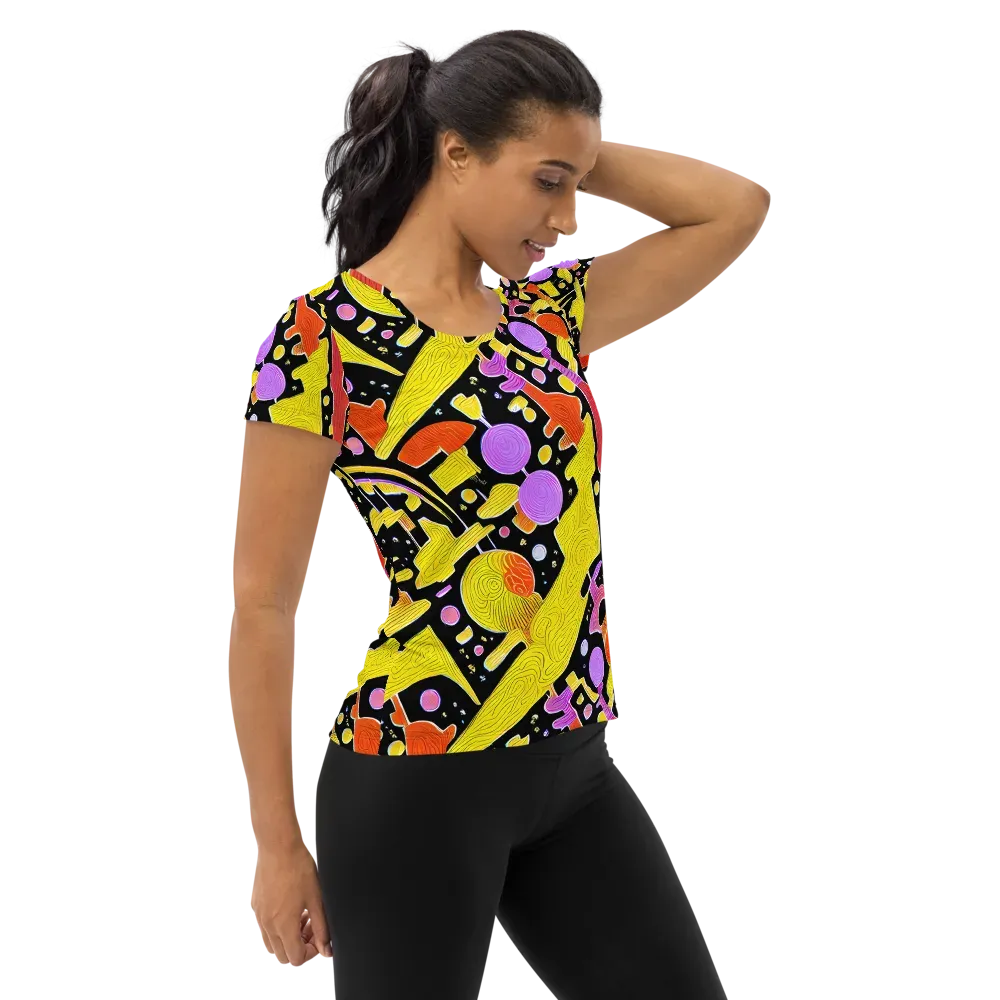 Cosmic Mushroom on Women's Athletic T-Shirt — Right