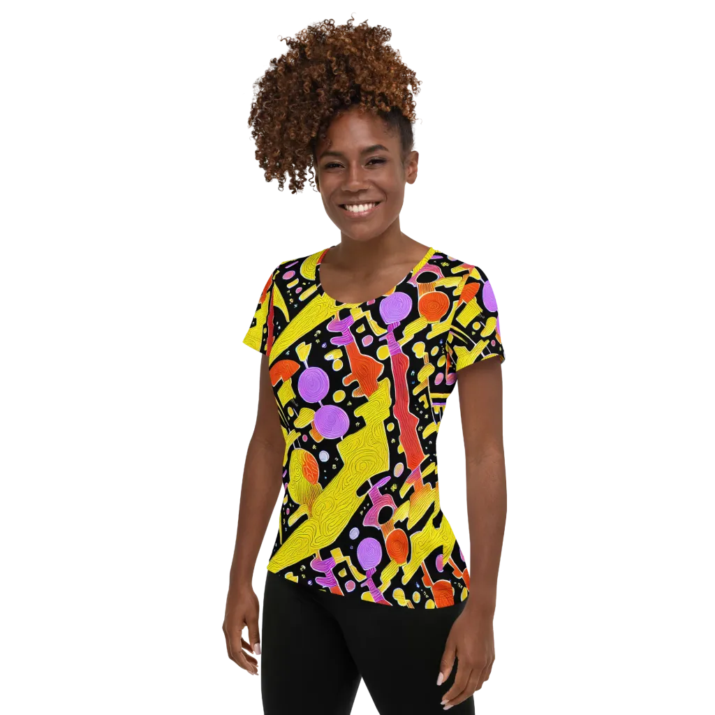 Cosmic Mushroom on Women's Athletic T-Shirt — Left