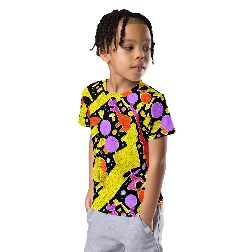 Cosmic Mushroom on Kids Crew Neck T-Shirt — Left Front