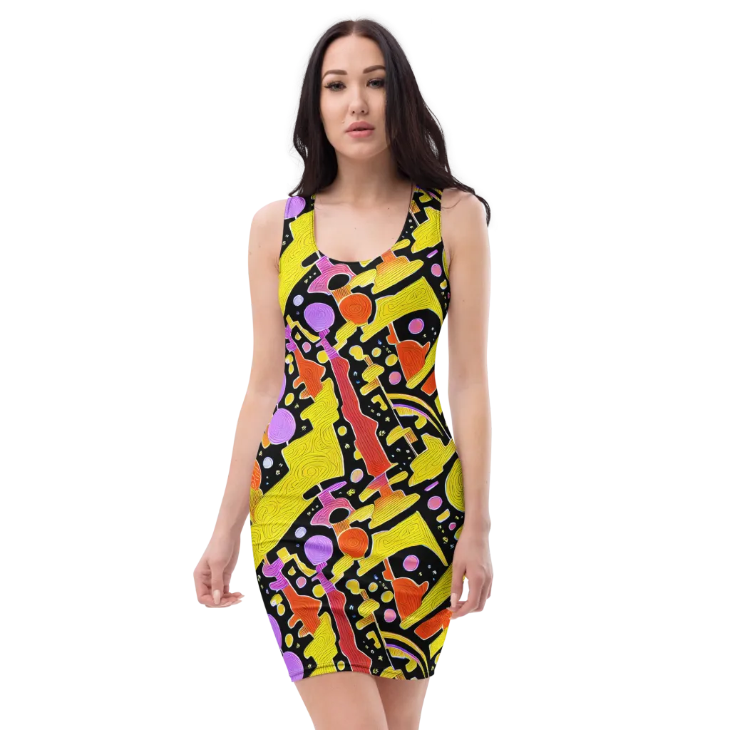 Cosmic Mushroom on Bodycon Dress — Front