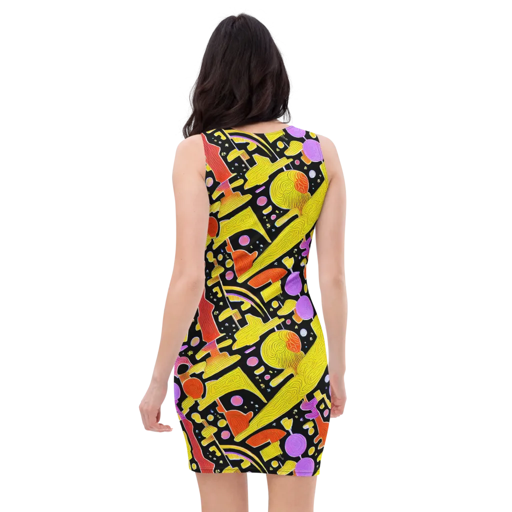 Cosmic Mushroom on Bodycon Dress — Back