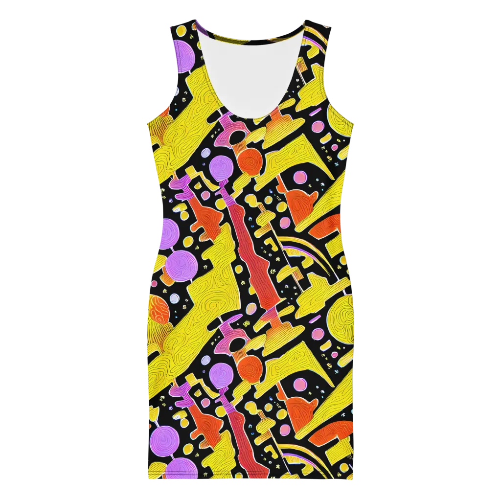 Cosmic Mushroom on Bodycon Dress — Front
