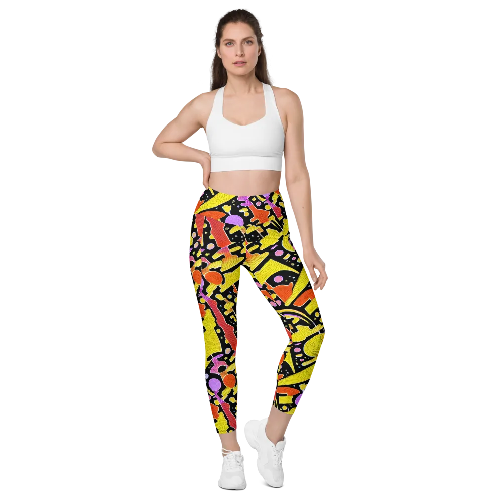 Cosmic Mushroom on Leggings with Pockets — Front