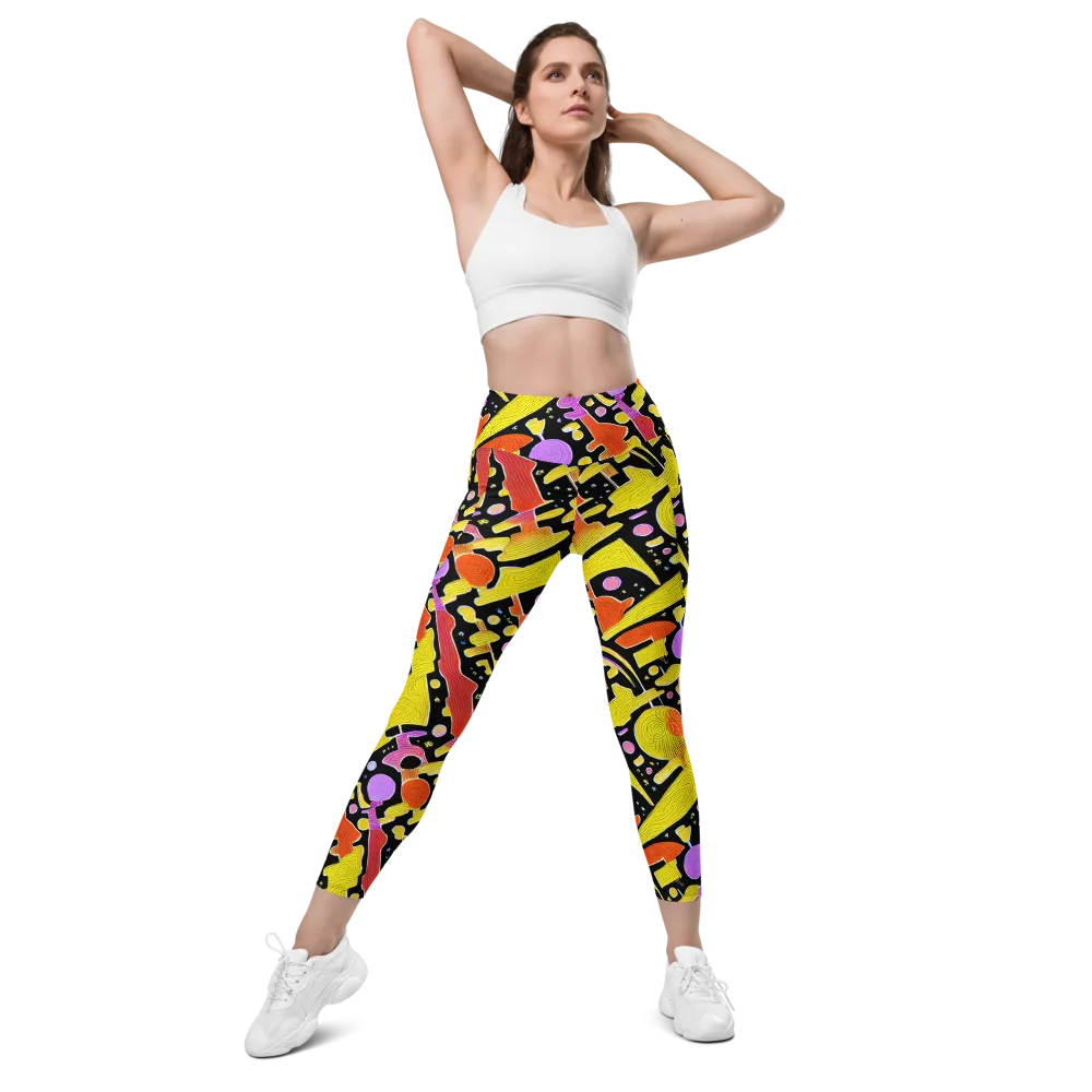 Cosmic Mushroom on Leggings with Pockets — Front