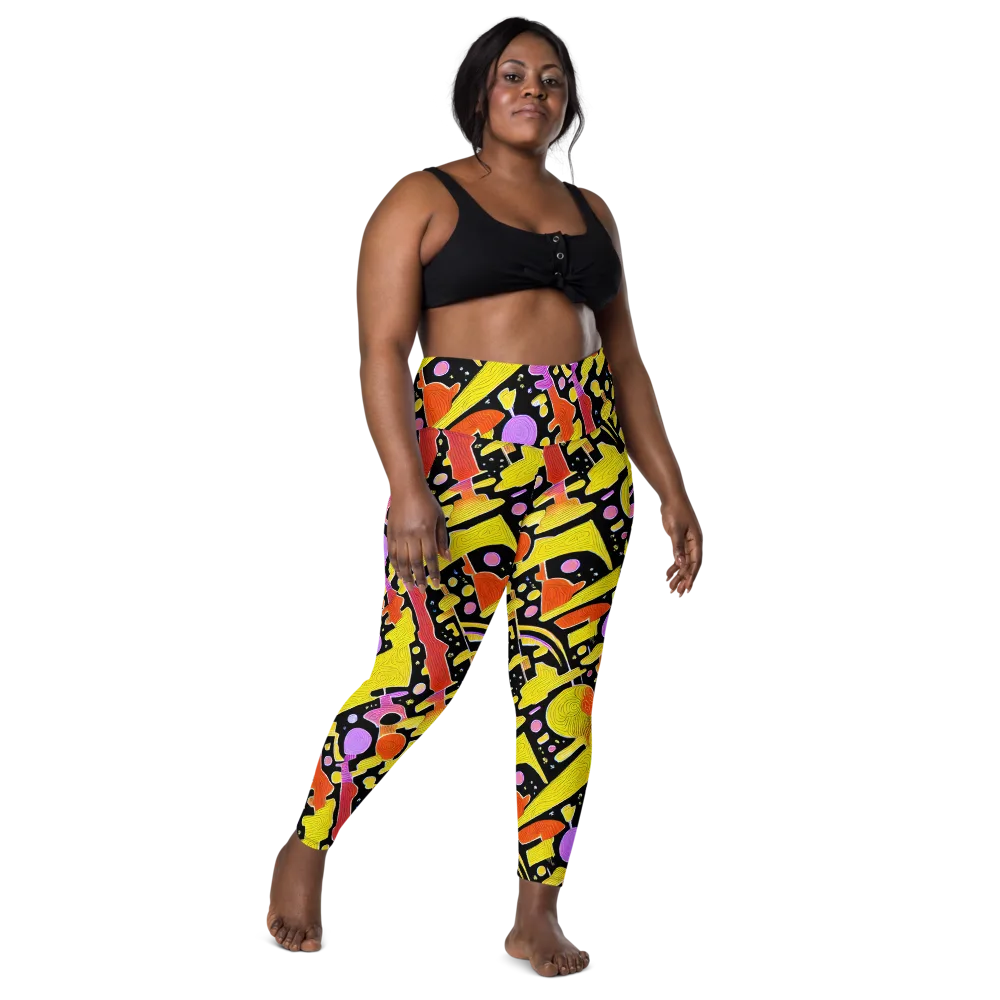Cosmic Mushroom on Leggings with Pockets — Front