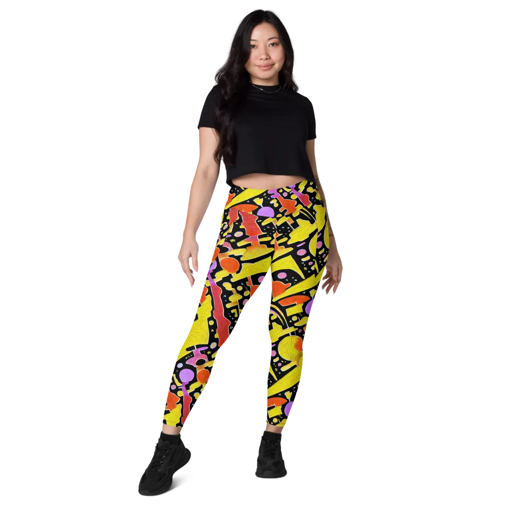 Cosmic Mushroom on Leggings with Pockets — Front