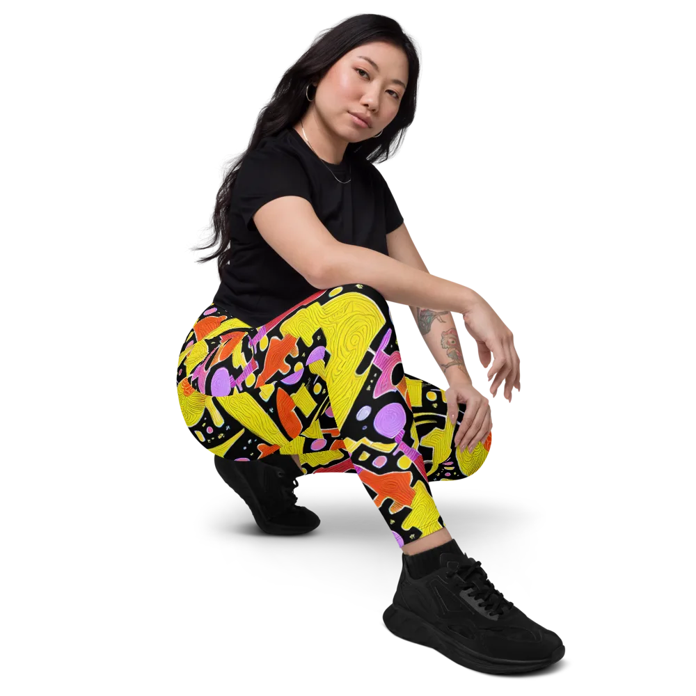 Cosmic Mushroom on Leggings with Pockets — Right Front