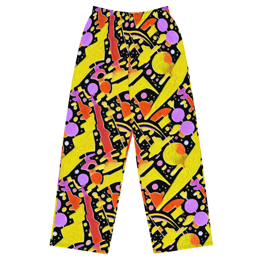 Cosmic Mushroom on Wide-Leg Pants — Front