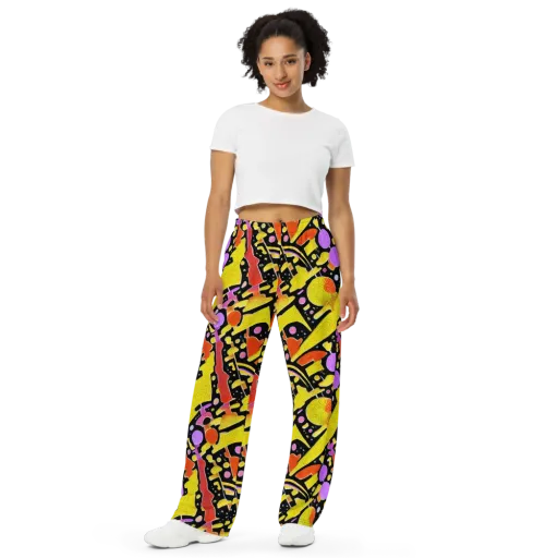 Cosmic Mushroom on a Wide-Leg Pants