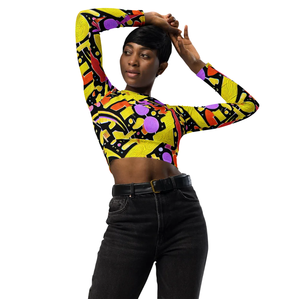 Cosmic Mushroom on Long Sleeve Crop Top — Front