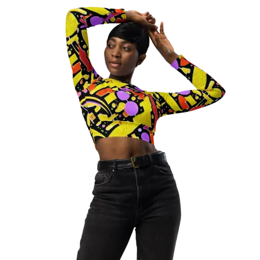 Cosmic Mushroom on a Long Sleeve Crop Top
