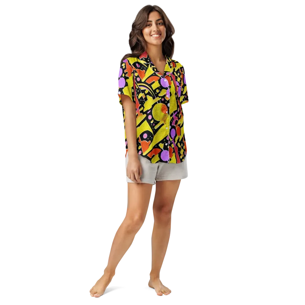 Cosmic Mushroom on Women's Short Sleeve Pajama Top — Front