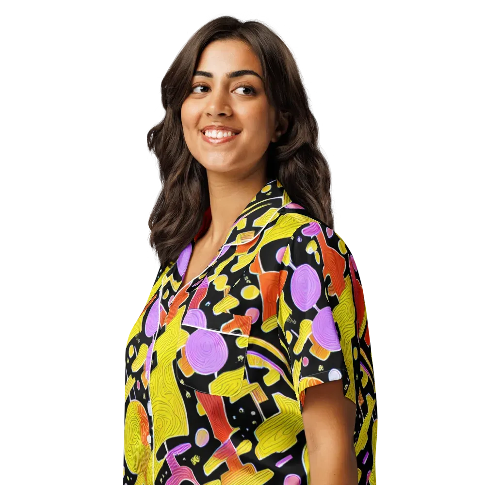 Cosmic Mushroom on Women's Short Sleeve Pajama Top — Left Front