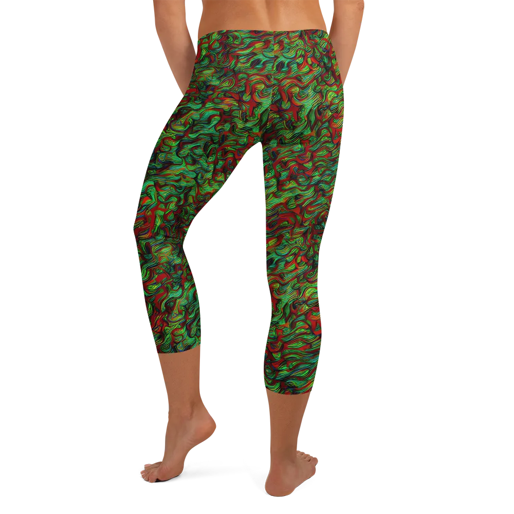 Viridian Fever on Capri Leggings — Back