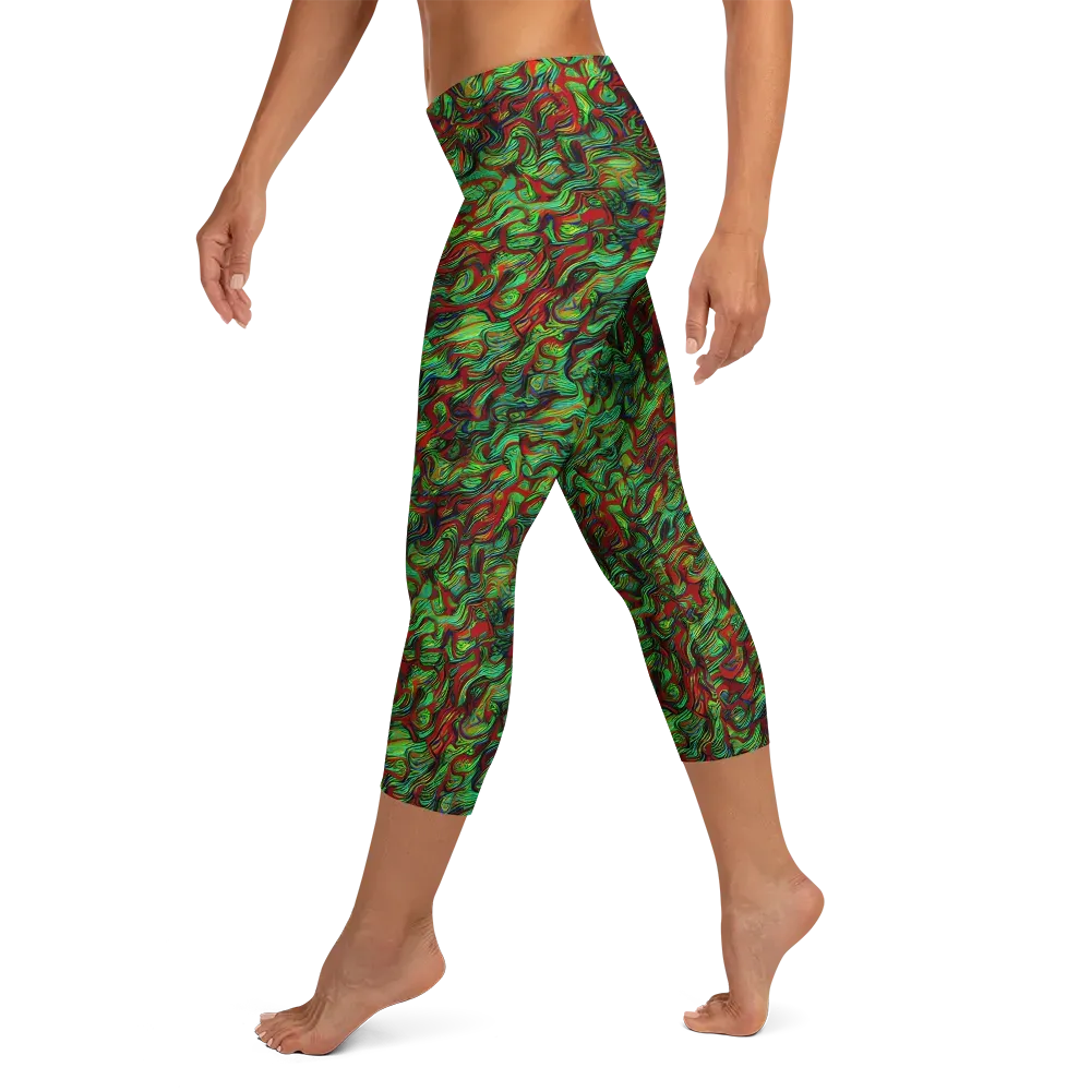 Viridian Fever on Capri Leggings — Left