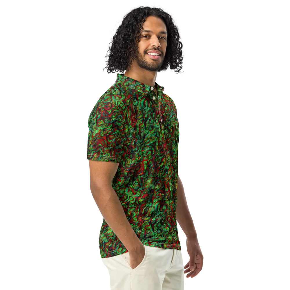 Viridian Fever on Men's Slim Fit Polo Shirt — Right Front