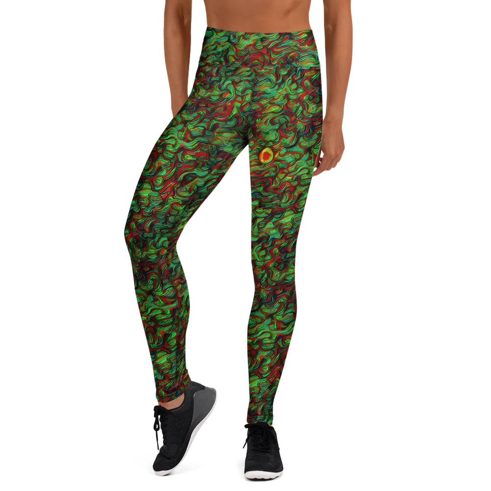Viridian Fever on Yoga Leggings — Front