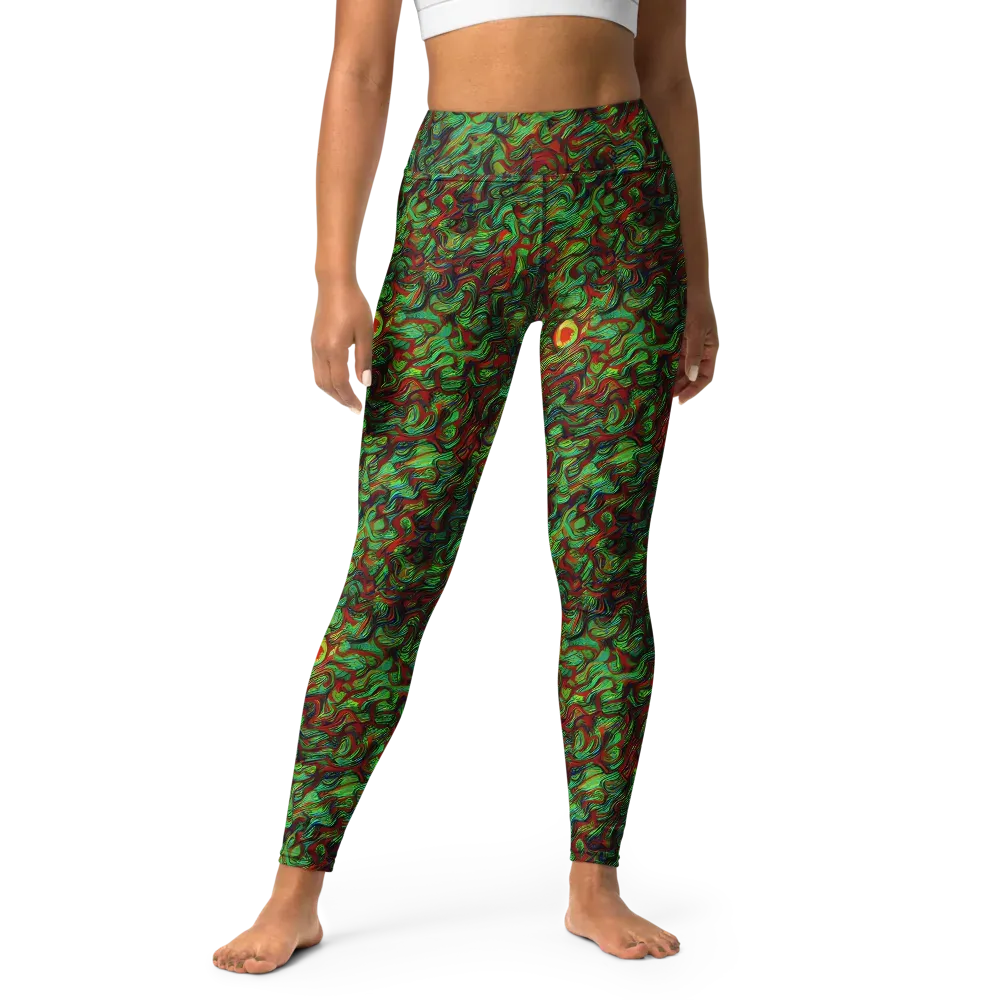 Viridian Fever on Yoga Leggings — Front
