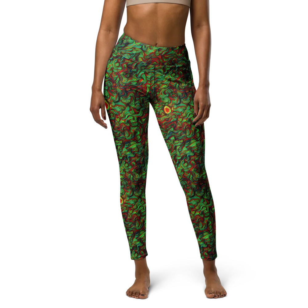 Viridian Fever on Yoga Leggings — Front
