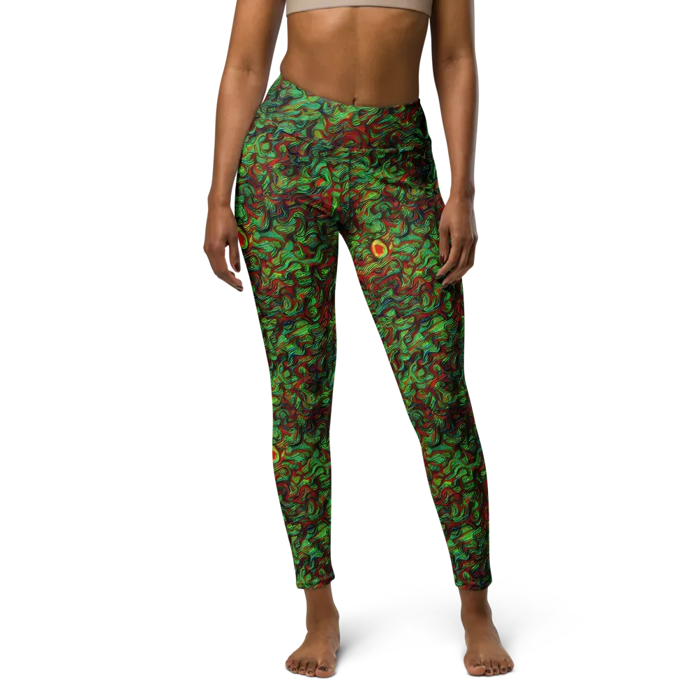 Viridian Fever on Yoga Leggings — Front
