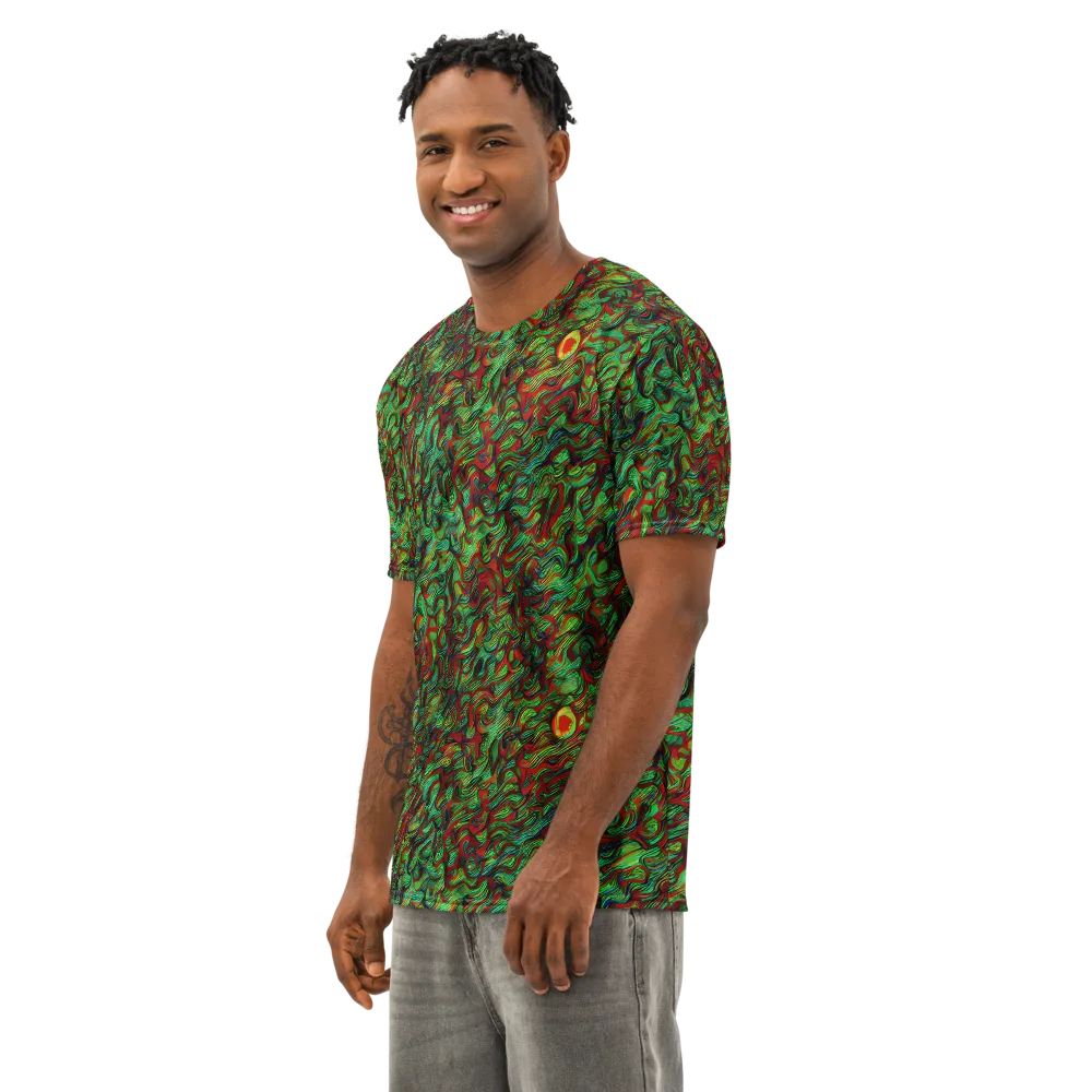 Viridian Fever on Men's Cotton Crew Neck T-Shirt — Left Front