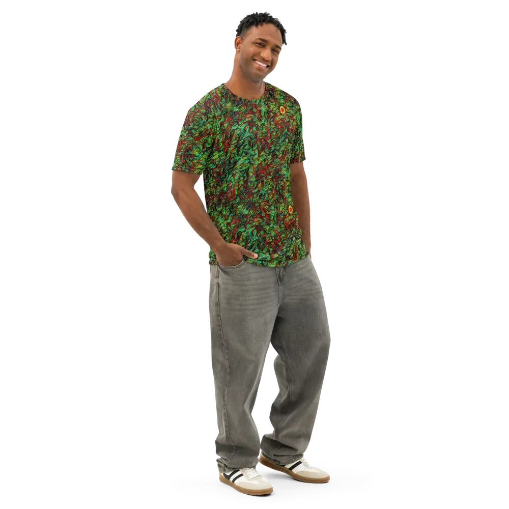 Viridian Fever on Men's Cotton Crew Neck T-Shirt — Right Front