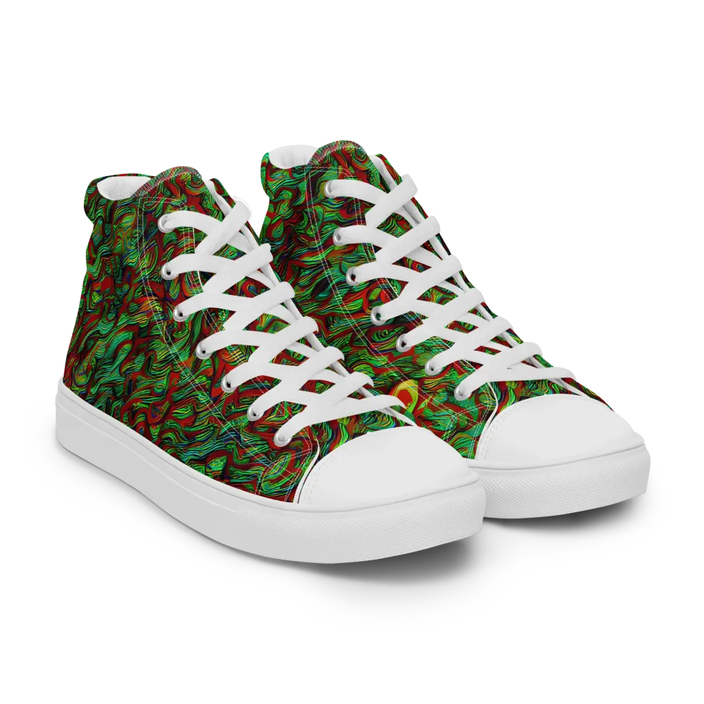 Viridian Fever on Men's High Top Canvas Shoes — Right Front