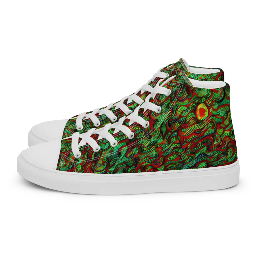 Viridian Fever on Men's High Top Canvas Shoes — Left