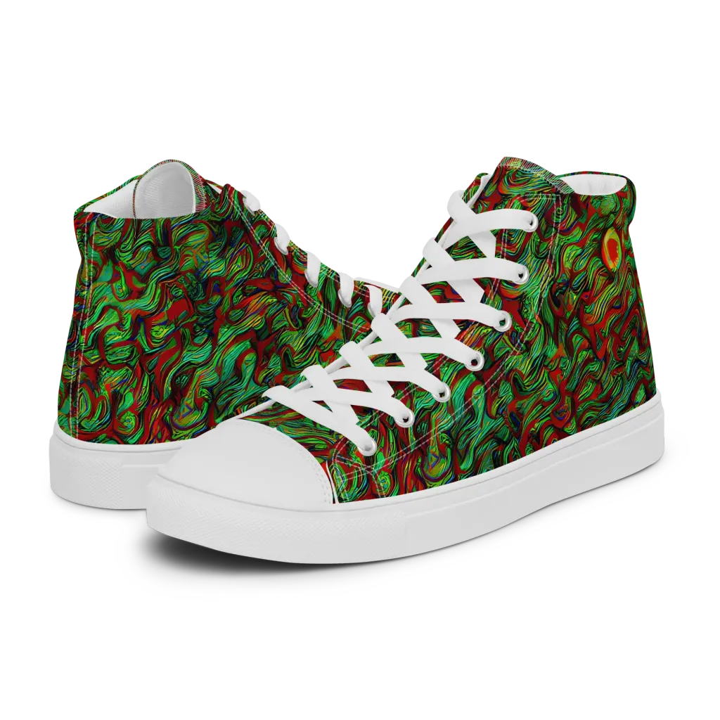 Viridian Fever on Men's High Top Canvas Shoes — Left