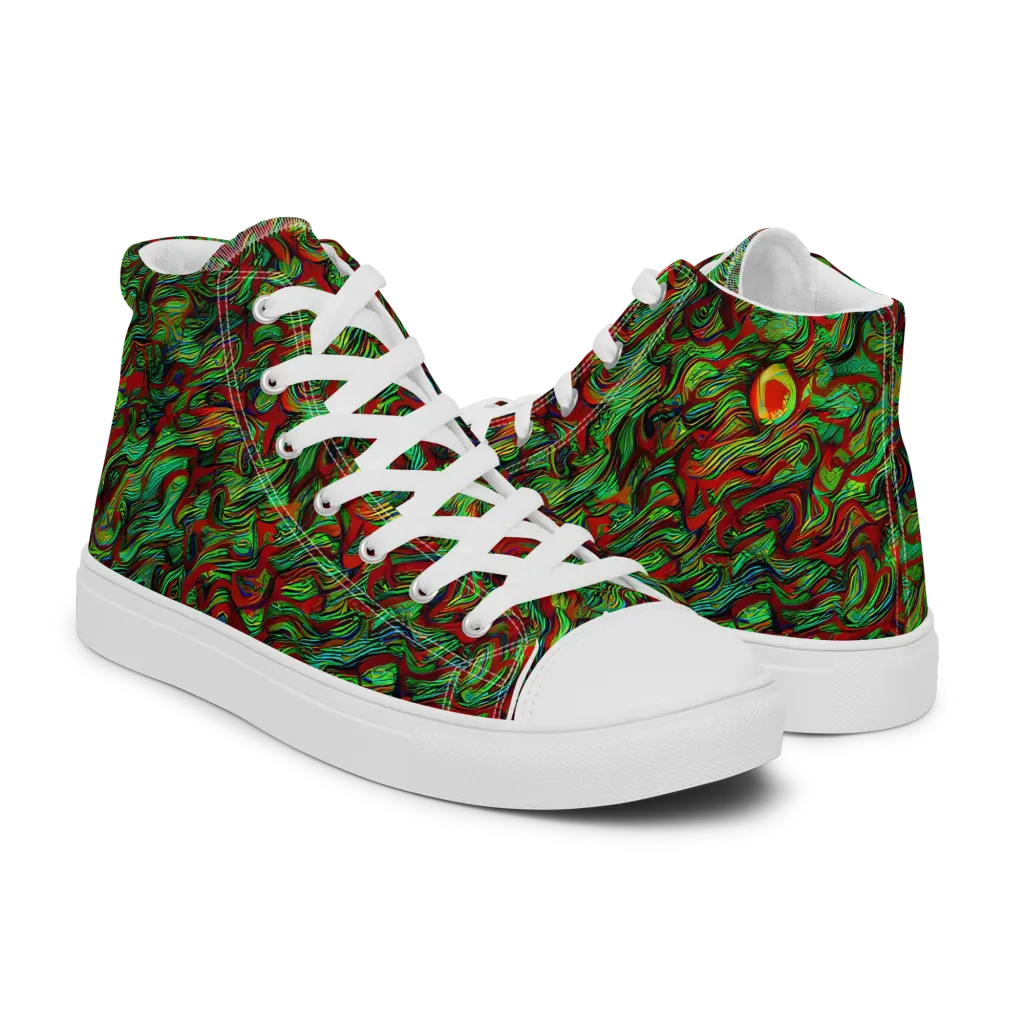 Viridian Fever on Men's High Top Canvas Shoes — Right