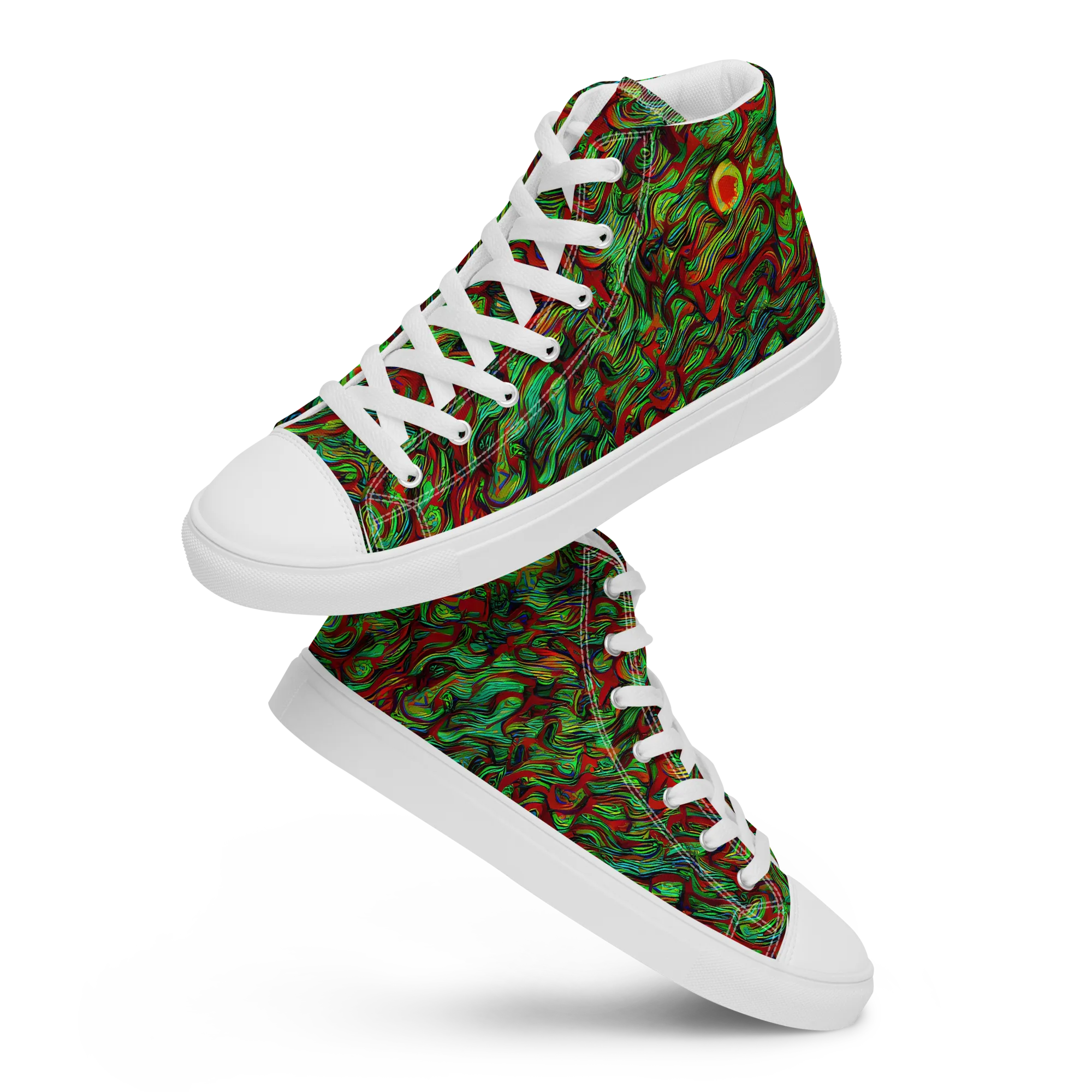 Viridian Fever on Men's High Top Canvas Shoes — Front
