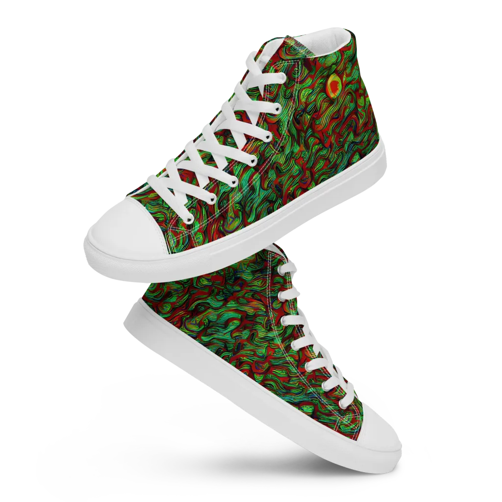 Viridian Fever on Men's High Top Canvas Shoes — Front