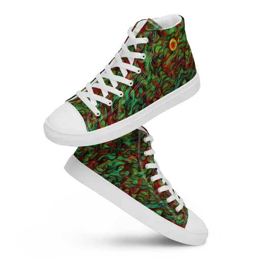 Viridian Fever on a Men's High Top Canvas Shoes