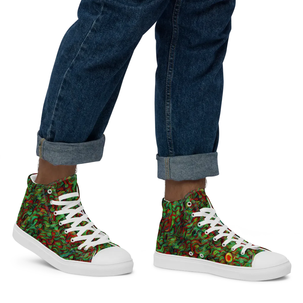 Viridian Fever on Men's High Top Canvas Shoes — Right