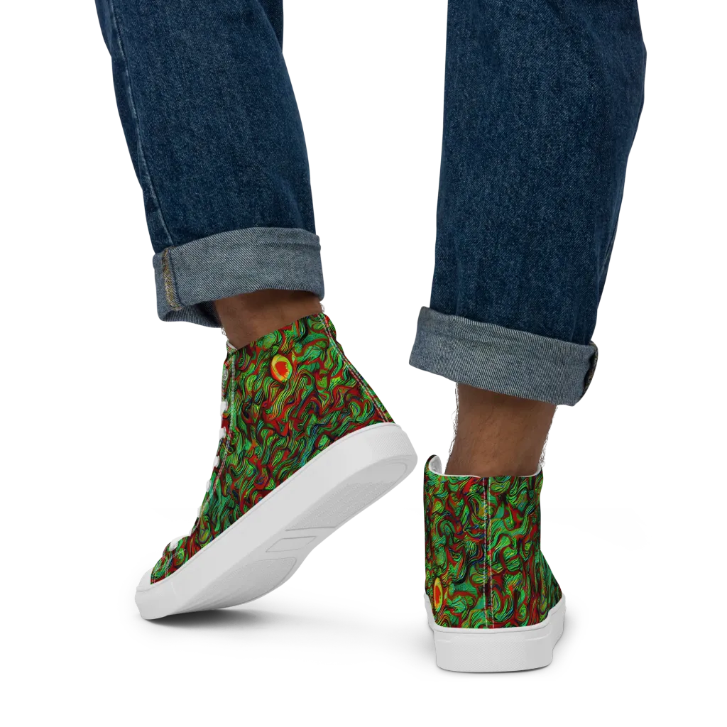 Viridian Fever on Men's High Top Canvas Shoes — Back