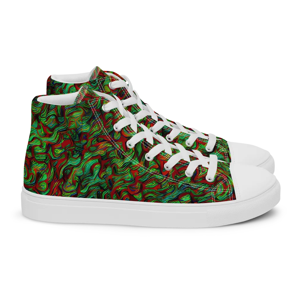 Viridian Fever on Women's High Top Canvas Shoes — Right