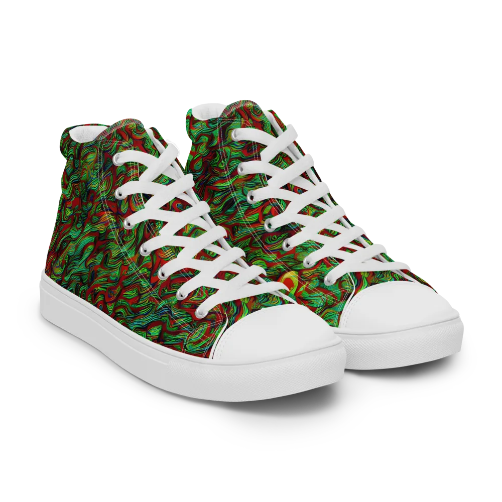 Viridian Fever on Women's High Top Canvas Shoes — Right Front