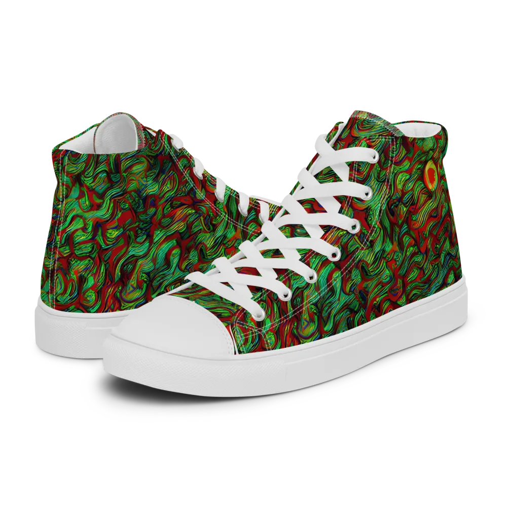 Viridian Fever on Women's High Top Canvas Shoes — Left