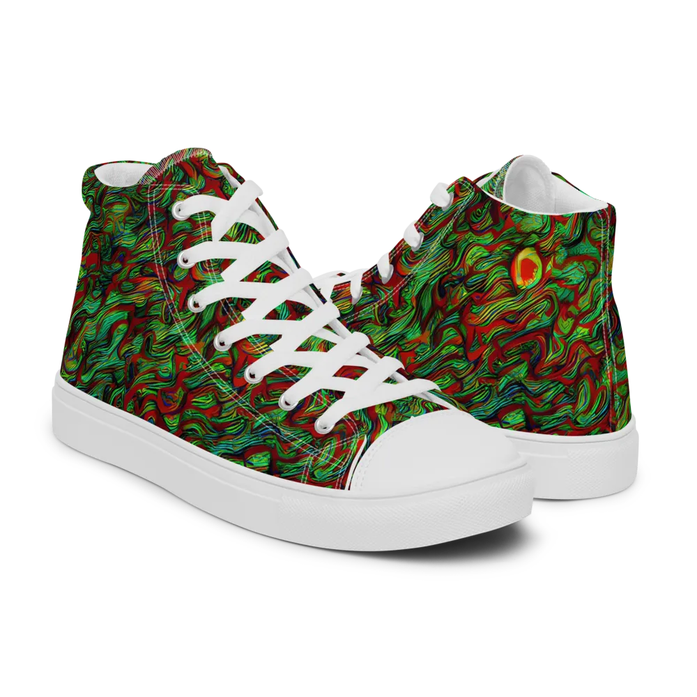 Viridian Fever on Women's High Top Canvas Shoes — Right