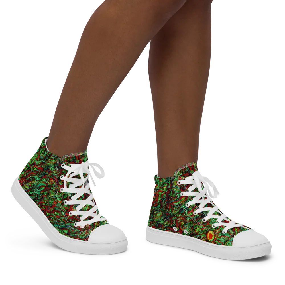 Viridian Fever on Women's High Top Canvas Shoes — Right