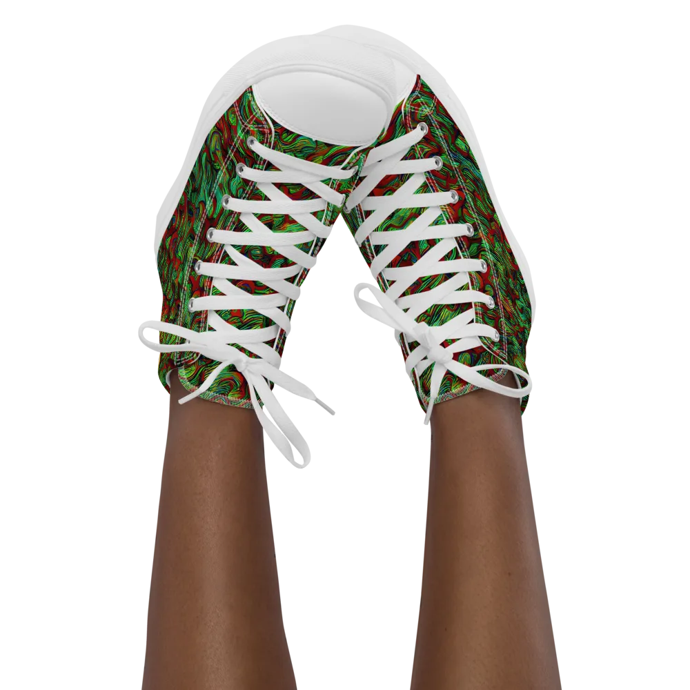 Viridian Fever on Women's High Top Canvas Shoes — Front