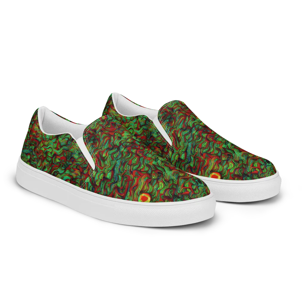 Viridian Fever on Men's Slip-On Canvas Shoes — Right Front