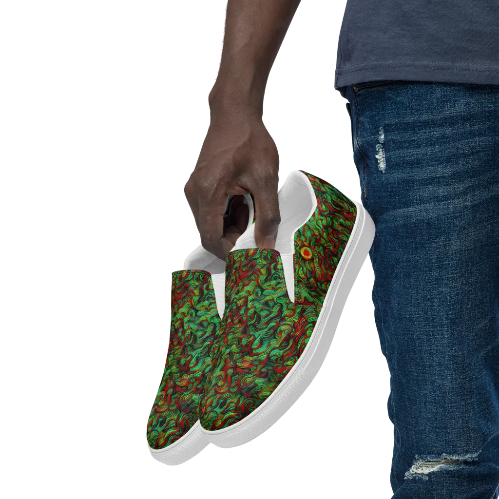 Viridian Fever on Men's Slip-On Canvas Shoes — Left Front