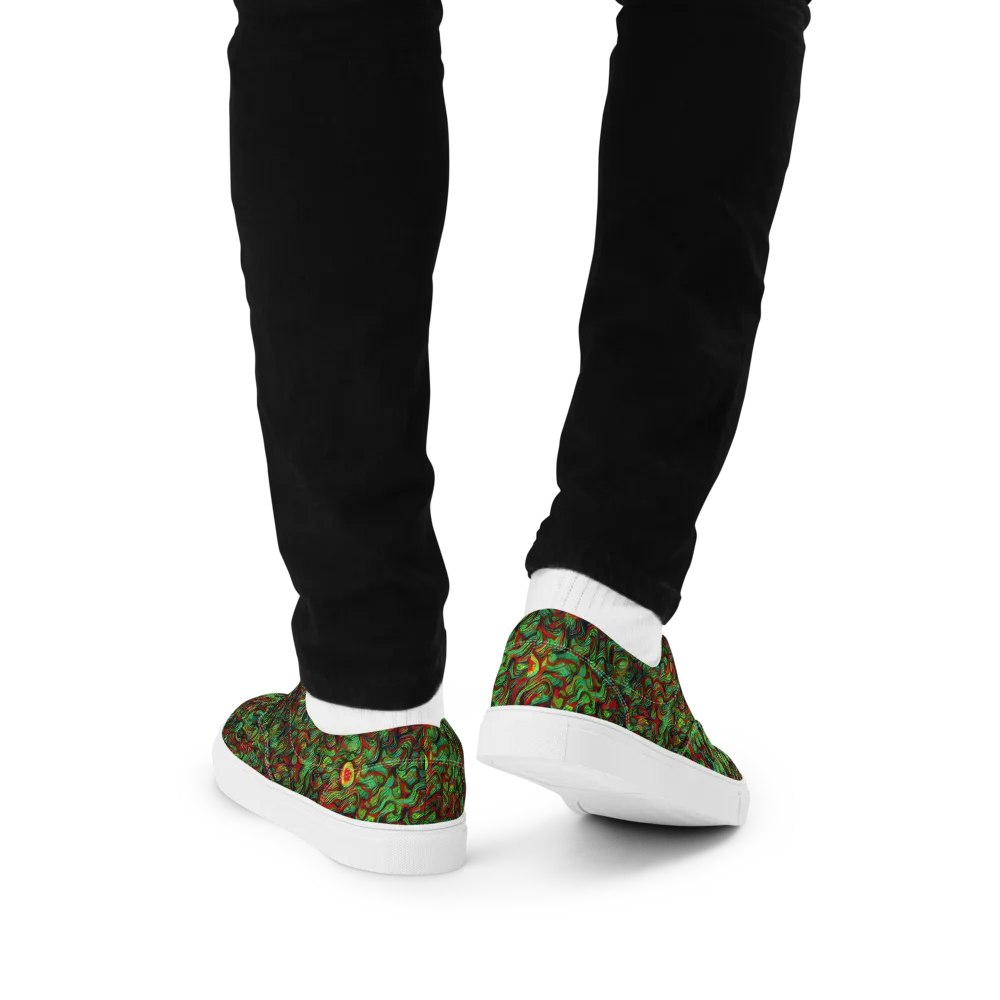 Viridian Fever on Men's Lace-Up Canvas Shoes — Back